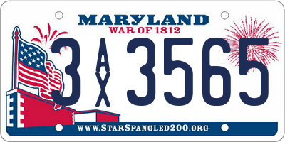 MD license plate 3AX3565