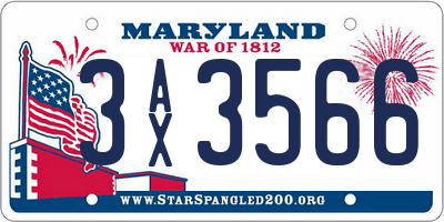 MD license plate 3AX3566