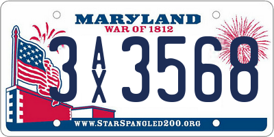 MD license plate 3AX3568