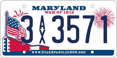 MD license plate 3AX3571