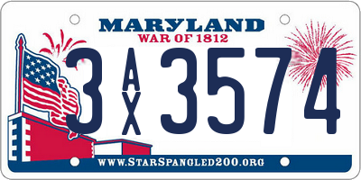 MD license plate 3AX3574