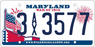 MD license plate 3AX3577