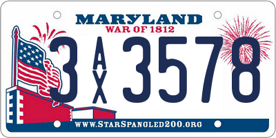 MD license plate 3AX3578