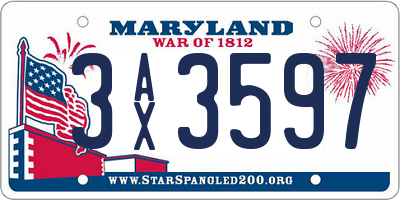MD license plate 3AX3597