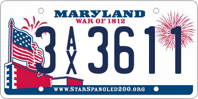 MD license plate 3AX3611