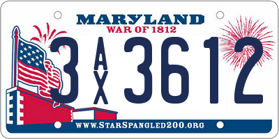 MD license plate 3AX3612
