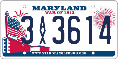 MD license plate 3AX3614
