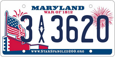 MD license plate 3AX3620