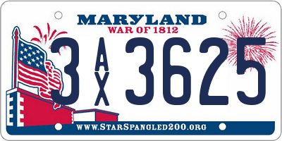 MD license plate 3AX3625