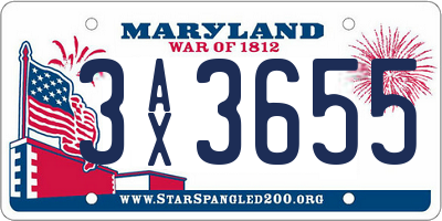 MD license plate 3AX3655