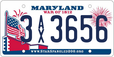 MD license plate 3AX3656