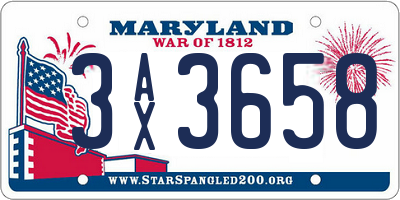MD license plate 3AX3658