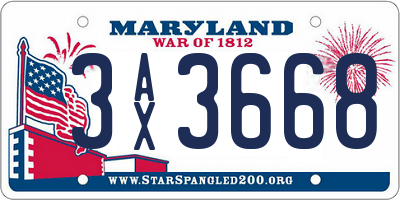 MD license plate 3AX3668