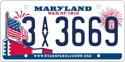 MD license plate 3AX3669