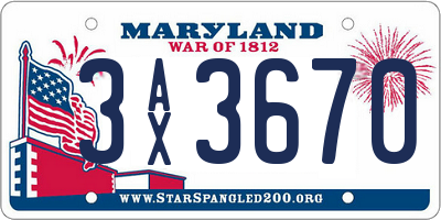 MD license plate 3AX3670