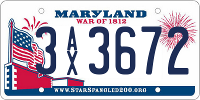 MD license plate 3AX3672