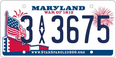 MD license plate 3AX3675