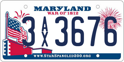 MD license plate 3AX3676