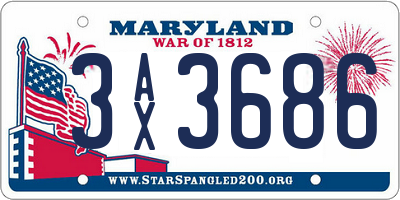 MD license plate 3AX3686