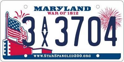 MD license plate 3AX3704