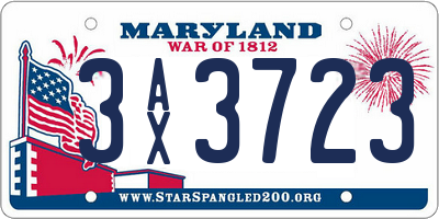 MD license plate 3AX3723
