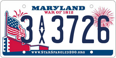 MD license plate 3AX3726