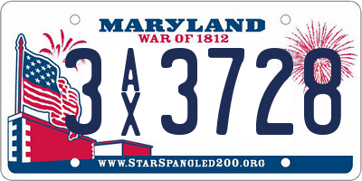 MD license plate 3AX3728
