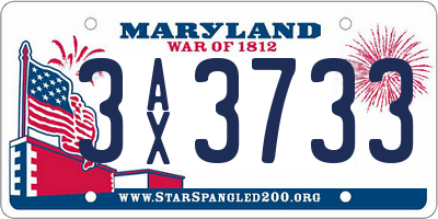 MD license plate 3AX3733