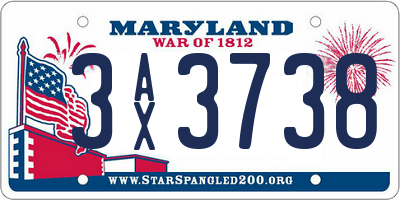 MD license plate 3AX3738