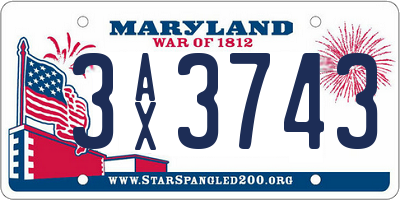 MD license plate 3AX3743