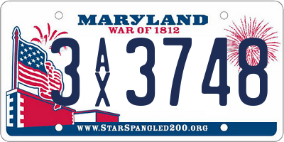 MD license plate 3AX3748