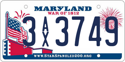 MD license plate 3AX3749
