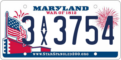 MD license plate 3AX3754