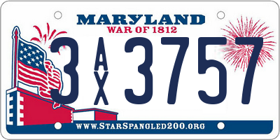 MD license plate 3AX3757