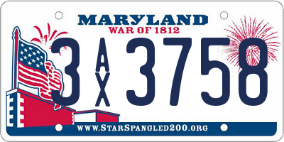 MD license plate 3AX3758