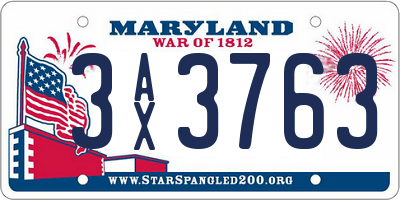 MD license plate 3AX3763