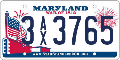 MD license plate 3AX3765
