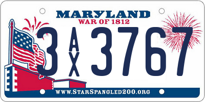 MD license plate 3AX3767
