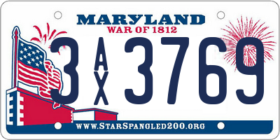 MD license plate 3AX3769