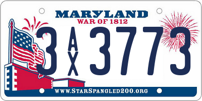 MD license plate 3AX3773