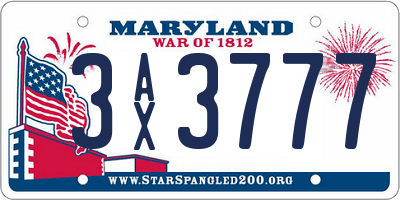 MD license plate 3AX3777