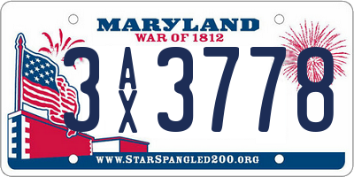 MD license plate 3AX3778