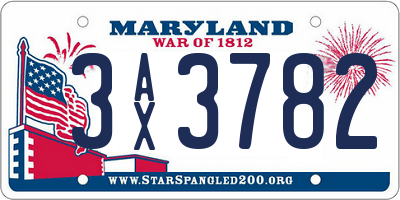MD license plate 3AX3782
