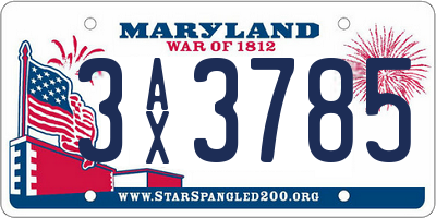MD license plate 3AX3785