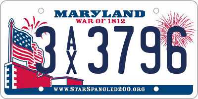 MD license plate 3AX3796