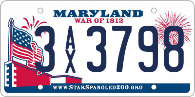 MD license plate 3AX3798