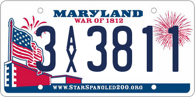 MD license plate 3AX3811