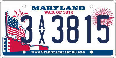 MD license plate 3AX3815