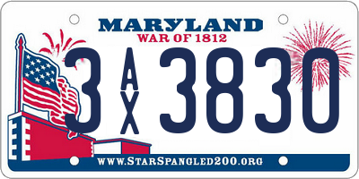 MD license plate 3AX3830