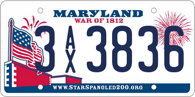 MD license plate 3AX3836